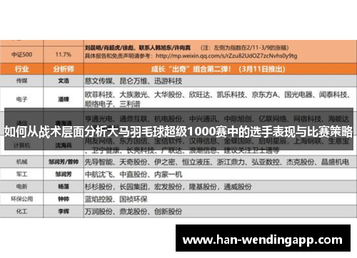 如何从战术层面分析大马羽毛球超级1000赛中的选手表现与比赛策略