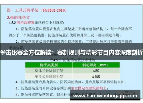 拳击比赛全方位解读：赛制规则与精彩节目内容深度剖析