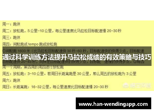 通过科学训练方法提升马拉松成绩的有效策略与技巧